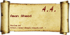 Aman Ahmed névjegykártya